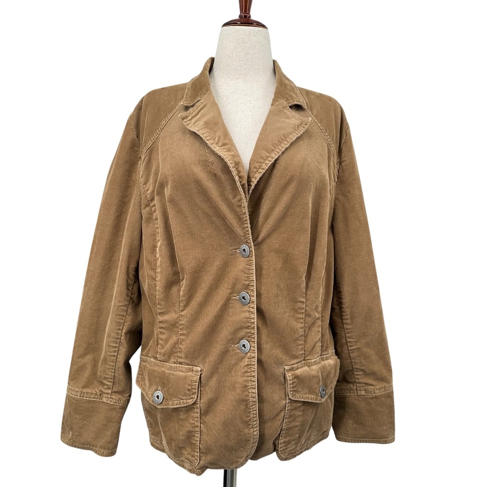 Tommy Hilfiger Corduroy Jacket Brown Stretch Lightweight Button-Up Size 16 VTG